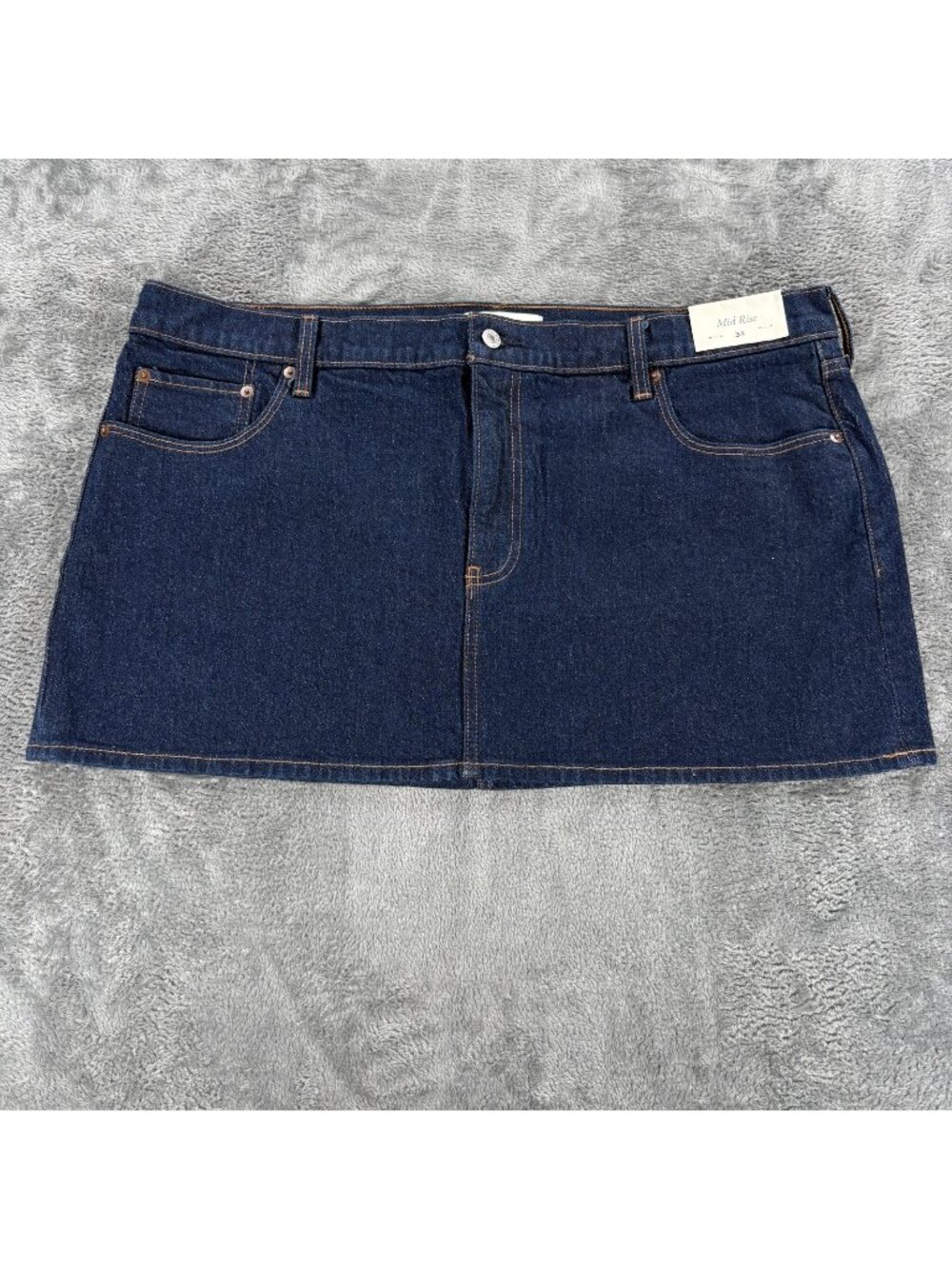 Abercrombie & Fitch Womens 34 Mid Rise Dark Wash Denim Mini Skirt NWT Stretch
